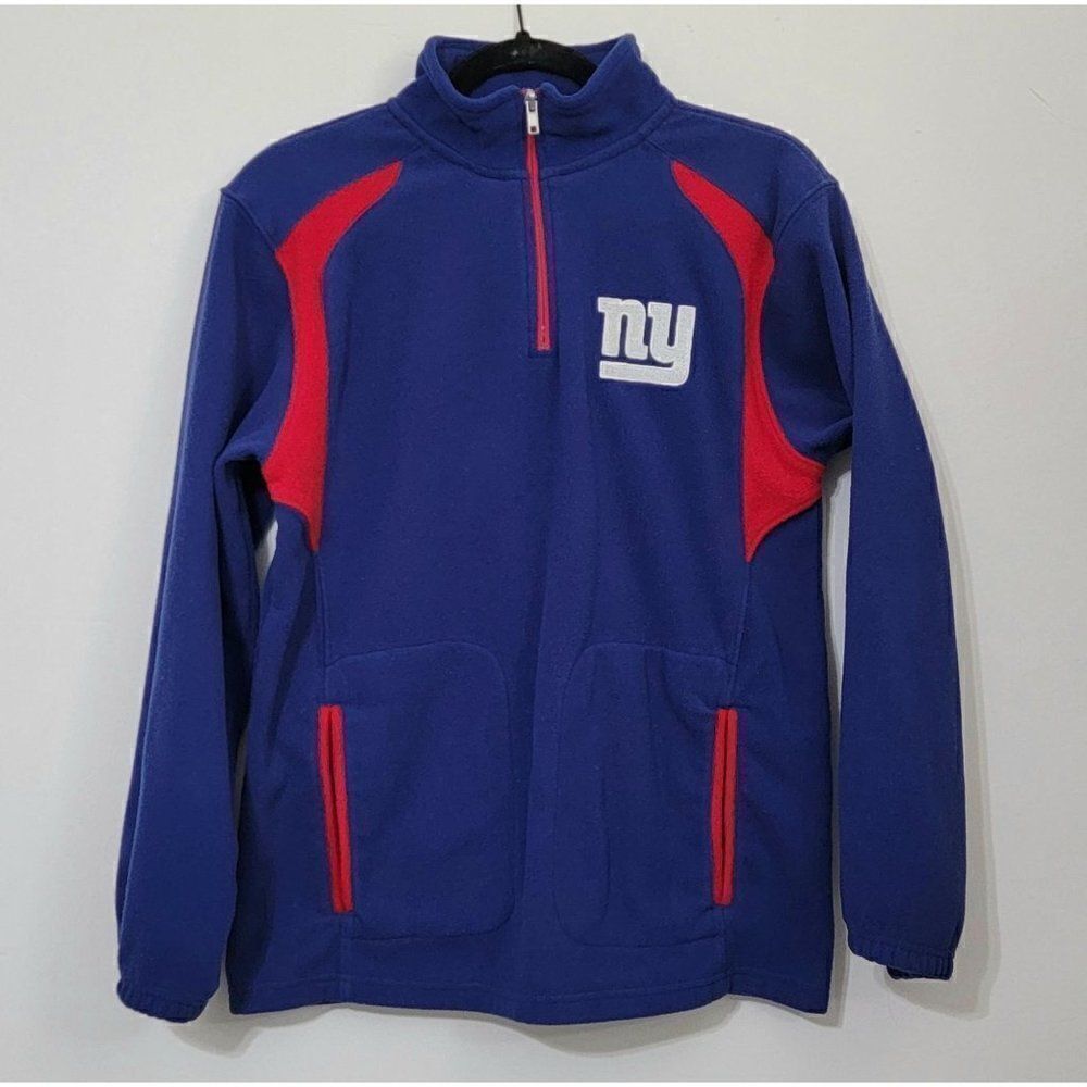 Youth NY Giants Fleece 1/4 Zip Pullover Sweater Jacket L 14/16